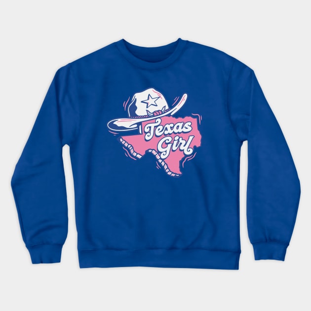 Retro Texas Girl Cartoon Texas Outline Crewneck Sweatshirt by SLAG_Creative